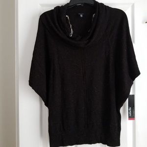 Black & Gold Cow Neck Sweater